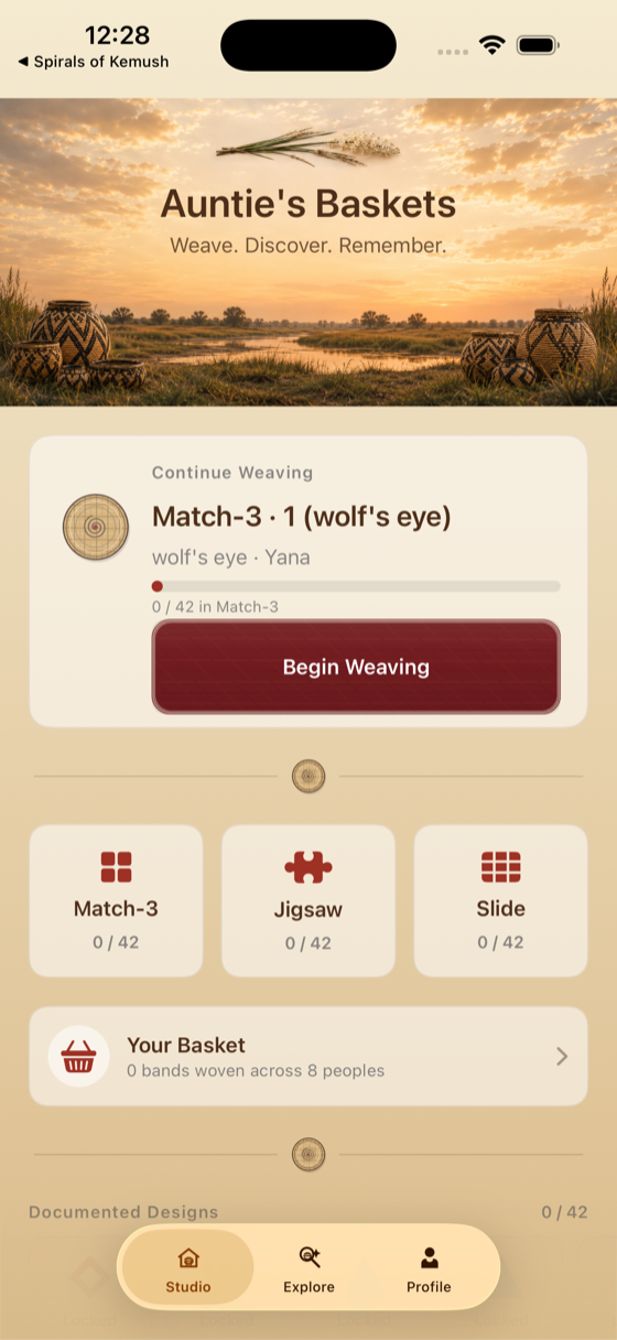 Auntie's Baskets app home screen